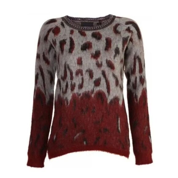 Maison Scotch Animal Print Biker Sweater - Picture 1 of 9
